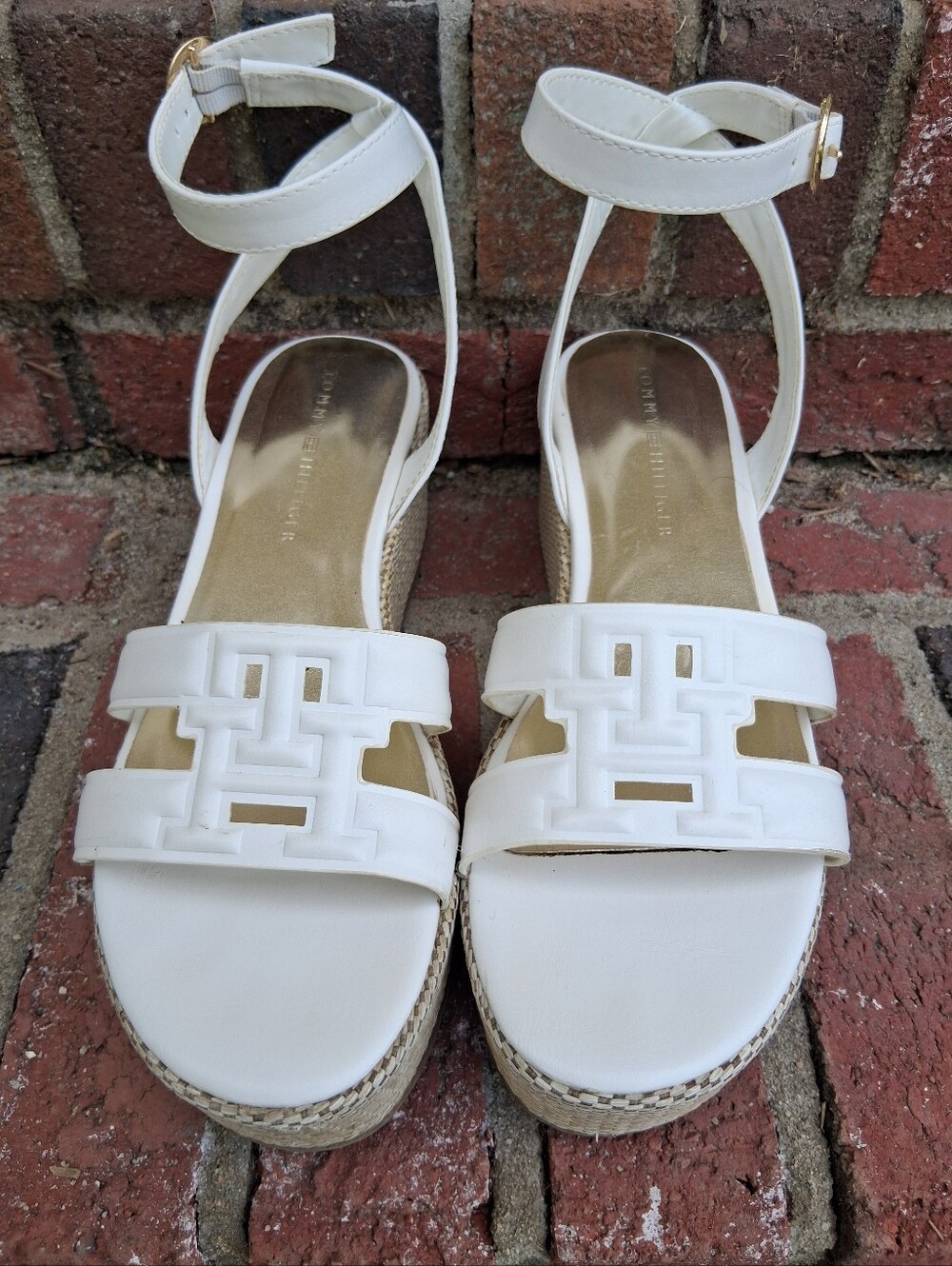 Tommy Hilfiger White Women's Strappy Sandals with Geometric Cutout